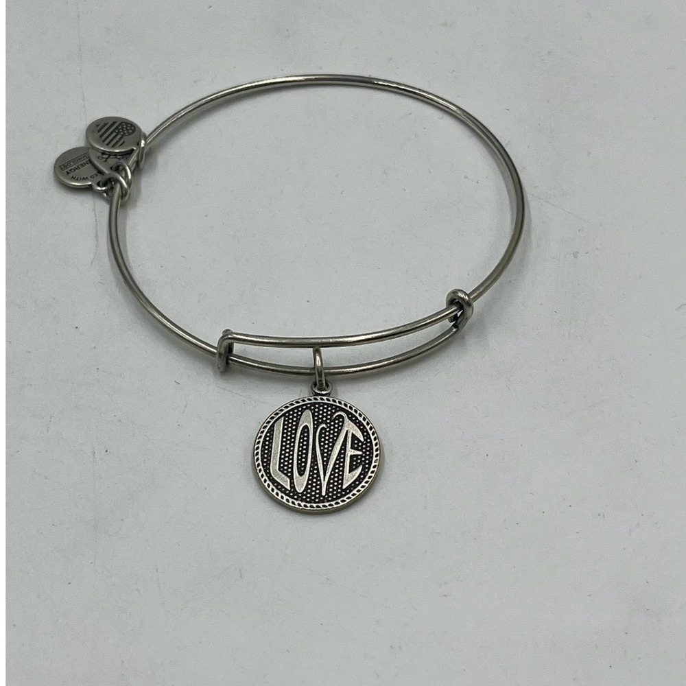 Alex and Ani Open Love II Word Round Retired‎ Charm Expandable Bangle Bracelet